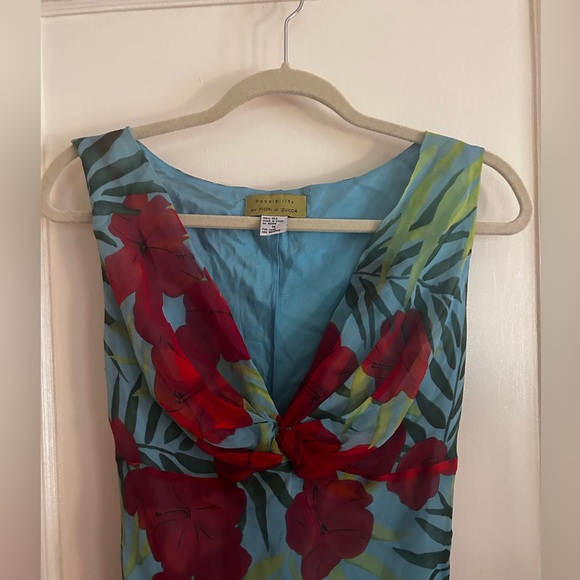 Fiori di Zucca 100% silk chiffon midi floral dress in US (M) - Picture 2 of 4